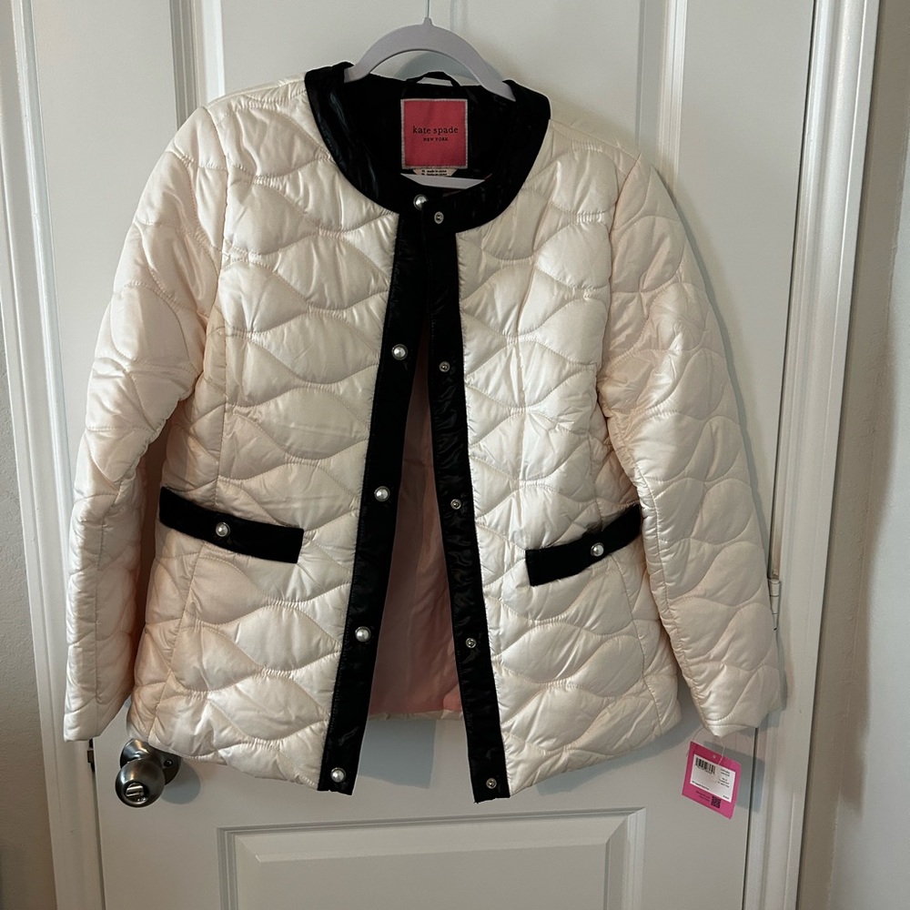 Kate Spade Quilted jacket with pearl buttons